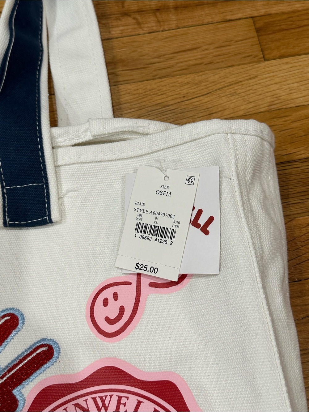 Unwell Cream & Navy Patchwork Canvas Tote - Picture 7 of 8